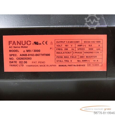 Silnik Fanuc Fanuc A06B-0163-B677#7000 AC Servo Motor generalüberholt mit 12 Monaten Gewährleistung!-