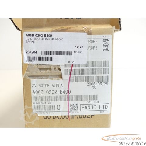 Silnik Fanuc Fanuc A06B-0202-B400 AC Servo Motor SN:C066F3433 - ! -