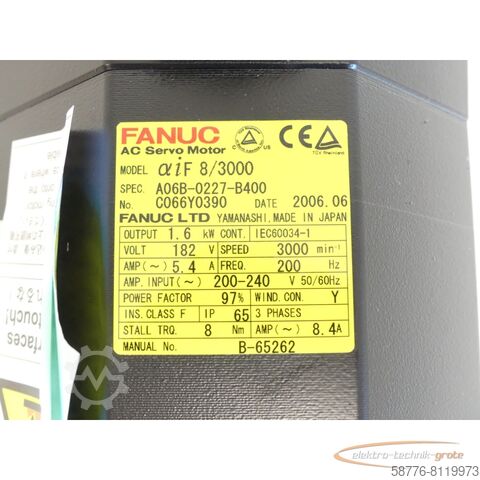 Silnik Fanuc Fanuc A06B-0227-B400 AC Servo Motor SN:C066Y0390 - ! -