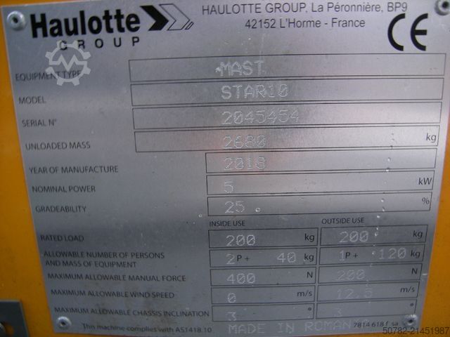 Plateforme de travail HAULOTTE Arbeitsbühne Haulotte Star 10, AH  10 m
