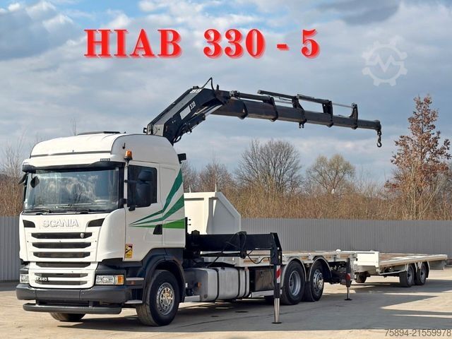 Autokran SCANIA R 440 * HIAB 330 - 5 + FUNK + Anhänger! 6x2