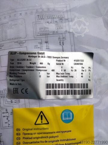Compresor de tornillo ALUP ALLEGRO26 CE