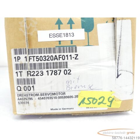 Siemens motor Siemens 1FT5032-0AF01-1-Z Motor SN R223178702 - -