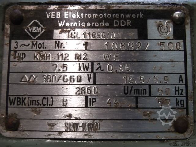 Motore elettrico 7,5 kW 2860 Rpm VEM** KMR112.M2