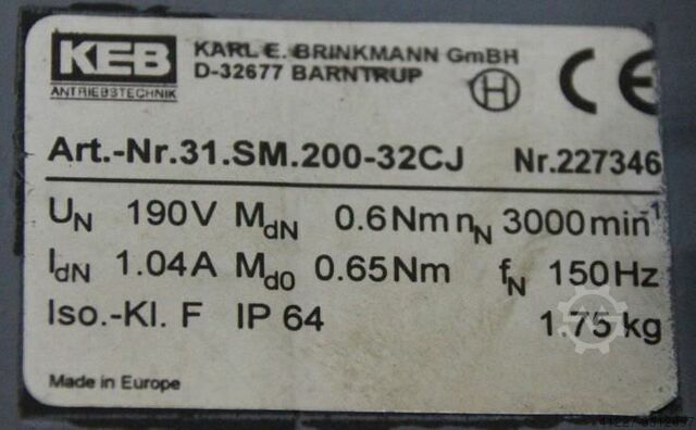 Moteur à aimant permanent KEB SM200-32CJ