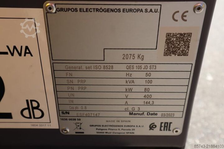 Adalékanyag Atlas Copco QES 105 JD ST3 Valid inspection, *Guarantee! Diese