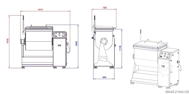 Misturador de pás 200 L, tipo Barmix 200 D Barsso Peddelmenger 200 L., Type Barmix 200 D