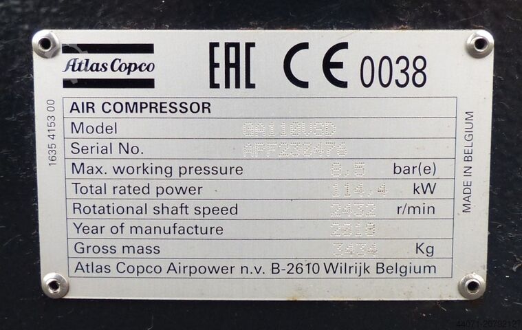 Screw compressor GA110VSD Atlas Copco GA110VSD