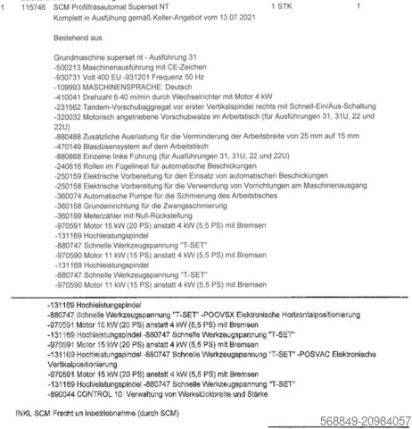 Srovnávací frézka SCM superset nt