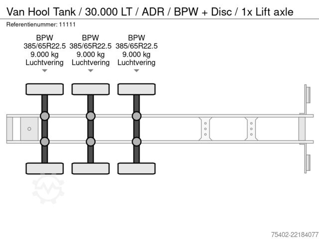 δεξαμενή Van Hool Tank / 30.000 LT / ADR / BPW + Disc / 1x Lift axle