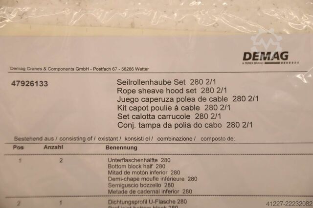 Juego de cubiertas para poleas de cable Demag 280 2/1  47926133