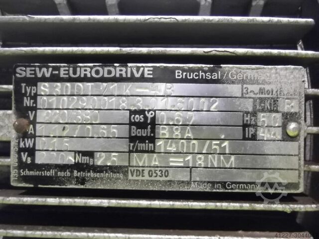 Tandwielmotor 0,15 kW 51 tpm SEW-EURODRIVE S30DT71K-4B