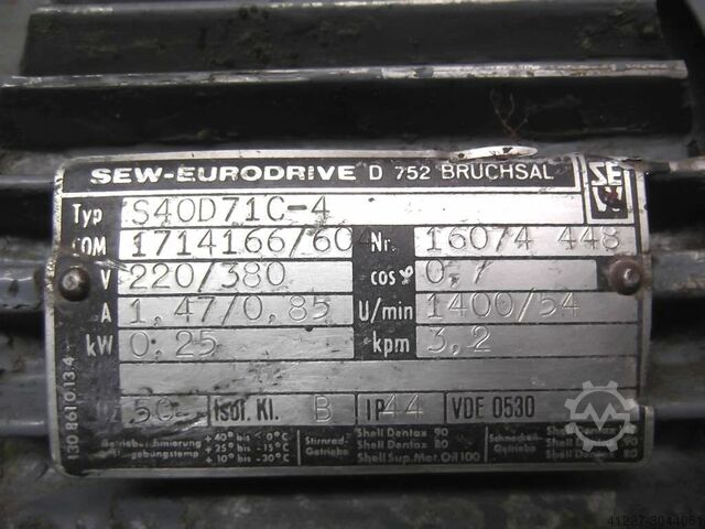 Κινητήρας γραναζιού 0,25 kW 54 rpm SEW-EURODRIVE S40D71C-4