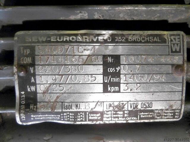 Κινητήρας γραναζιού 0,25 kW 54 rpm SEW-EURODRIVE S40D71C-4