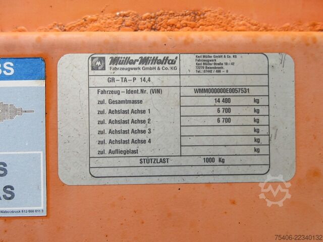 Rimorchio portatronchi Mueller-Mitteltal Tandemanhänger