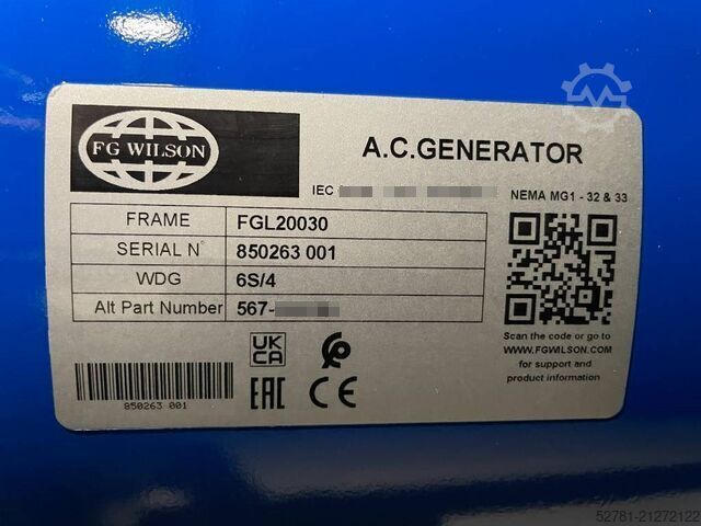 Aggregaat FG Wilson P33-3 - 33 kVA Genset - 125L Tank - DPX-16003-66