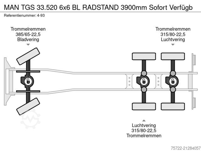 Houthouder MAN TGS 33.520 6x6 BL RADSTAND 3900mm Sofort Verfügb