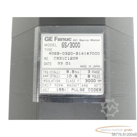 Silnik Fanuc Fanuc A06B-0320-B141 # 7000 AC Servo Motor SN:C931C1209 - ! -