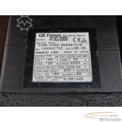 Silnik Fanuc Fanuc A06B-0332-B588 # 7075 Servomotor SN:C985G0733  !