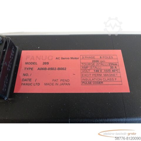 Silnik Fanuc Fanuc A06B-0502-B002 AC Servo Motor generalüberholt mit 12 Monaten Gewährleistung