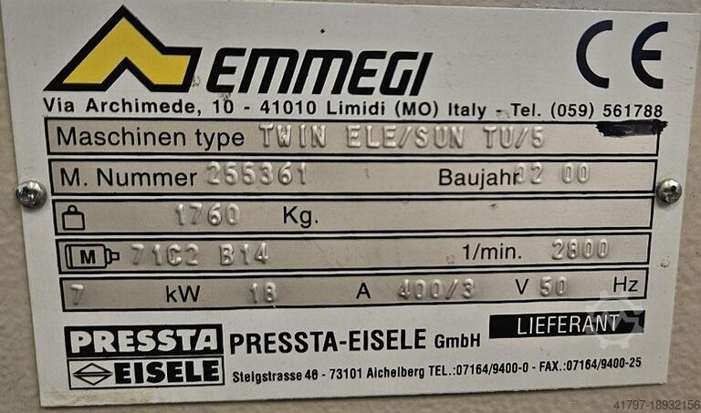 2000 Emmegi Twin Electra Sun TU 5 Emmegi Twin Electra Sun TU 5