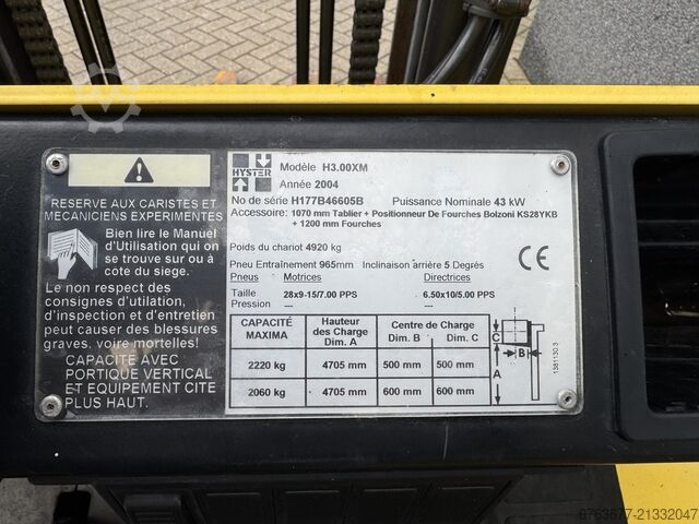 Hyster H3.00XM Duplex 460 Sideshift / Cascade Fork Positioner Perkins Diesel 2004 HYSTER H3.00XM Duplo 460 Sideshift / Cascade Vorkversteller Perkins Diesel 2004