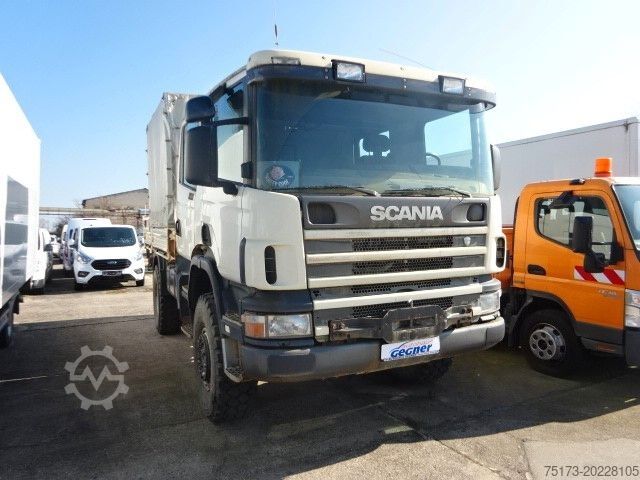 Ladbil med presenning SCANIA P 114 4x4 DoKa Pritsche Plane-Spriegel AHK SHZ