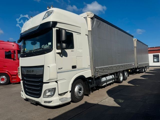 Plattewagen met zeil DAF XF 480**2 X TANK*SUPER SPACE CAP*KOMPLETT
