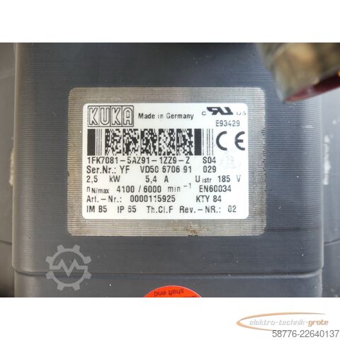 Vezérlőegység KUKA 1FK7081-5AZ91-1ZZ9-Z S04 Servomotor SN: YFVD50670691029