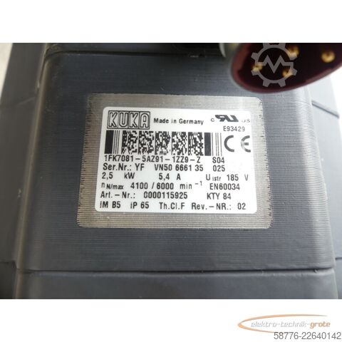 Vezérlőegység KUKA 1FK7081-5AZ91-1ZZ9-Z S04 Servomotor SN: YFVN50666135025