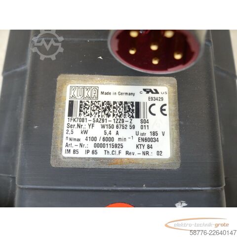 Vezérlőegység KUKA 1FK7081-5AZ91-1ZZ9-Z S04 Servomotor SN: YFW150675259011