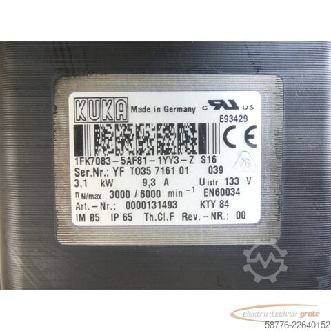 Vezérlőegység KUKA 1FK7083-5AF81-1YY3-Z S16 Servomotor SN: YFT035716101039