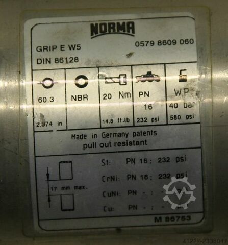 Edelstahl Kupplungen Norma GRIP E W5 60,3