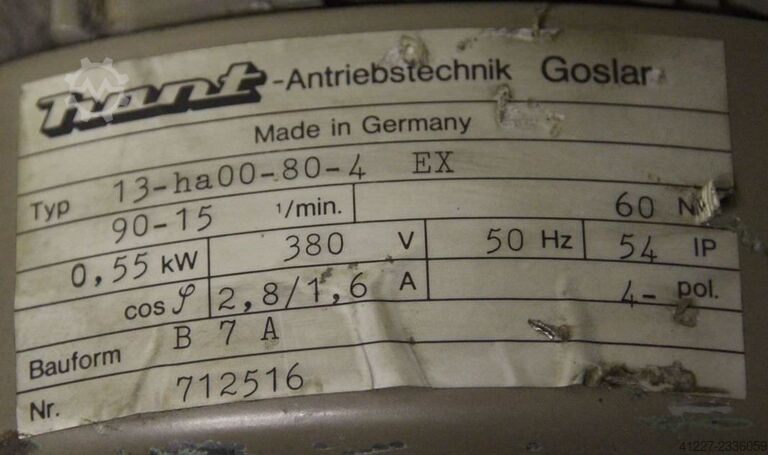 Adjustable gear motor 0.55 kW 15-90 rpm Hant 13-ha00-80-4 EX