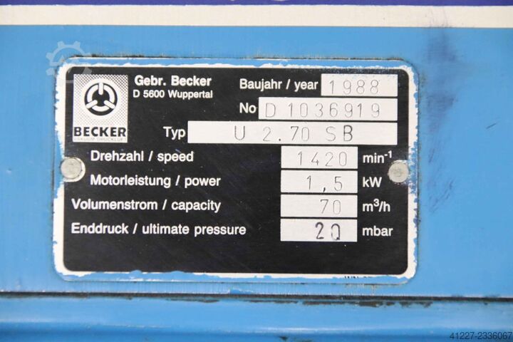 Bomba de vacío 70 m³/h Becker U 2.70 SB