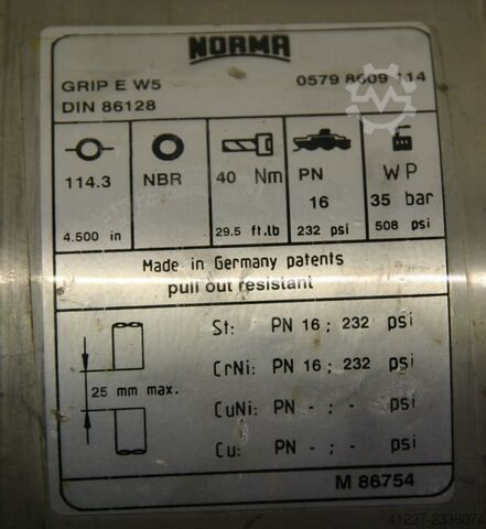Stainless steel pipe coupling Norma GRIP E W5 114,3