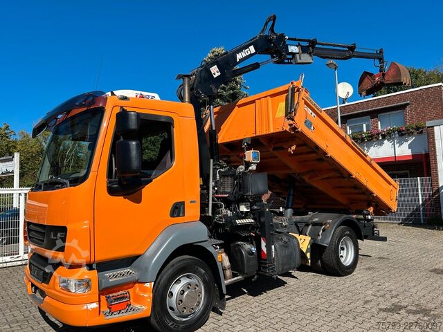Camion-benne tricar DAF 16.250LF Meiller 3-Skipper +MKG HLK106-HP Kran