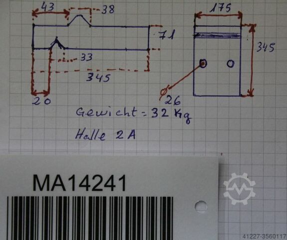 Bezel intermediate plate Stahl 345/175/H71 mm