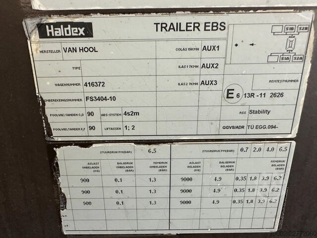 Přeprava kontejnerů Van Hool 20FT/30FT ADR CHASSIS / empty weight: 3.500kg /...