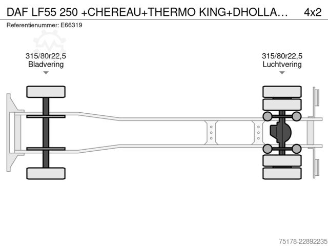 Transport refrigerat/congelat DAF LF55 250 +CHEREAU+THERMO KING+DHOLLANDIA1.5 T.