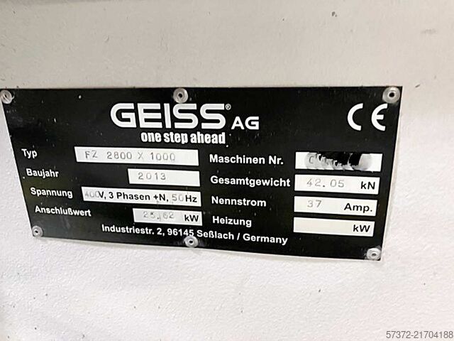 CNC işleme merkezi Geiss FZ 2800x1000/FZ 2000x1000