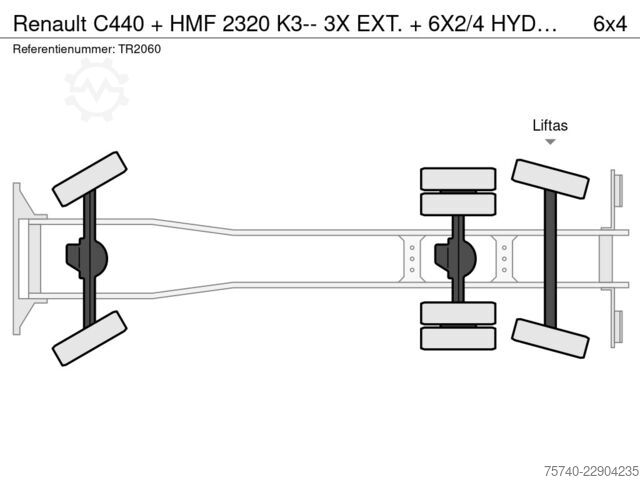 System ramion hakowych Renault C440 + HMF 2320 K3-- 3X EXT. + 6X2/4 HYDRO DRIV...