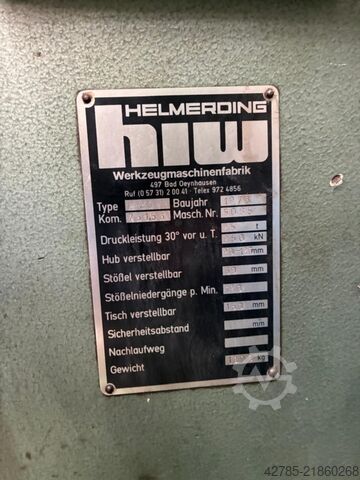 Εκκεντρική πρέσα μονής στήλης HELMERDING E 25