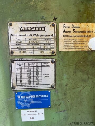 Presse à excentrique à montant unique WEINGARTEN A 40