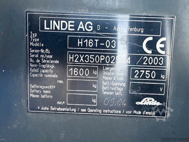 Front loader forklift LINDE H16 T-03