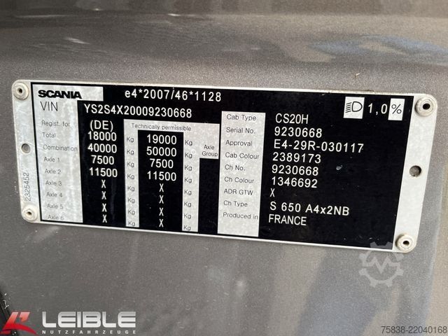 Tractor estándar SCANIA S 650 *Hydro*Standklima*Leder*VollLuft*