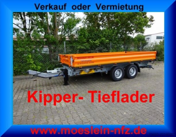 Sklopný přívěs Möslein TTD11 Orange  neuer Tandem 3- Seitenkipper Tieflader-- Neufahrzeug --