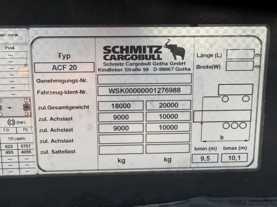 Přívěs SCHMITZ ABROLLANHäNGER 2-ACHSIG, DREHKRANZ, ACF20