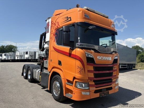 Sólo tahač SCANIA R650 V8, 6X2, E6, LEDER, PENZ-CRANE 15Z - HOLZLADEKRAN
