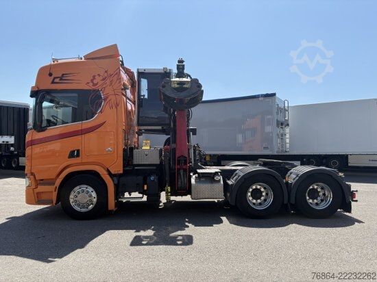 Sólo tahač SCANIA R650 V8, 6X2, E6, LEDER, PENZ-CRANE 15Z - HOLZLADEKRAN